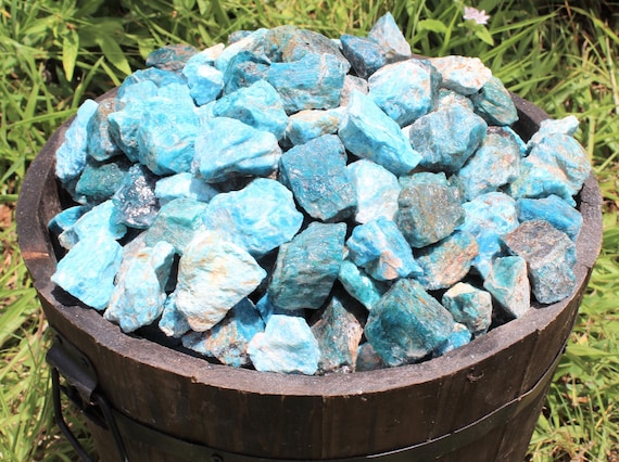 Blue Apatite Rough Natural Stones: Choose Ounces or lb Bulk Wholesale Lots (Premium Quality 'A' Grade)