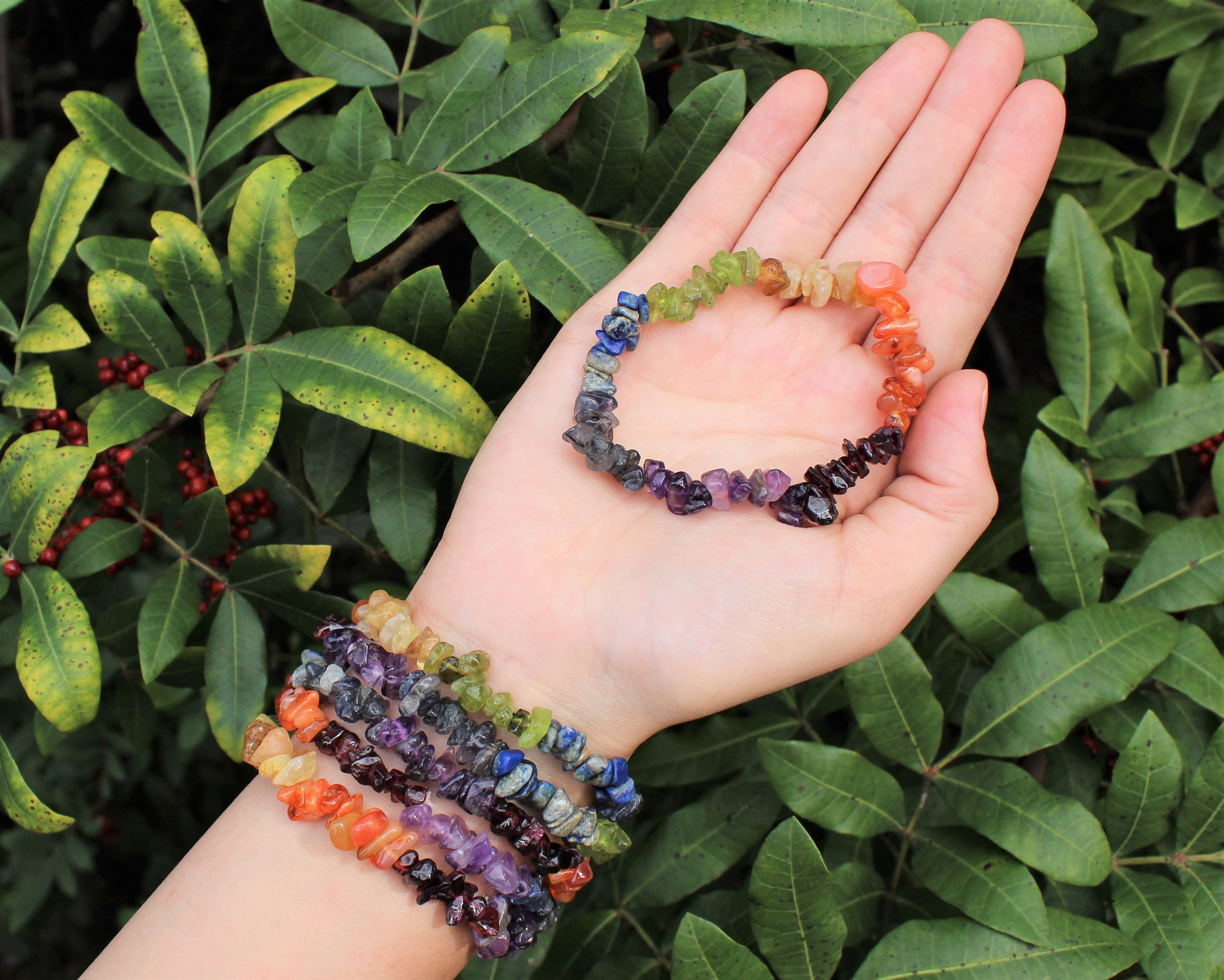 Wholesale Bulk Chakra Chip Gemstone Bracelets (Chakra Chip