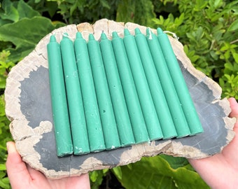 Green Taper Candles, LARGE 6" Tall - Choose How Many (Wholesale Altar, Spell & Ritual Candles)
