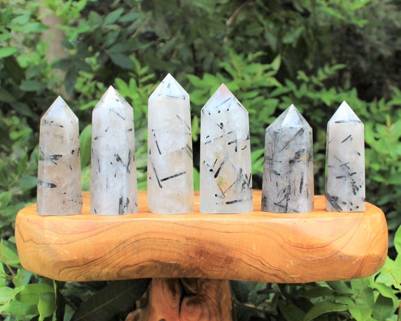 Tourmalinated Quartz Obelisk (6-Sided, 'A' Grade, Tourmaline Quartz Crystal Obelisk, Tourmaline Point, Quartz Tower)