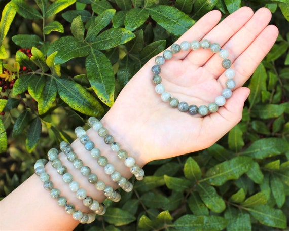 Labradorite Bead Bracelet: 6 mm or 8 mm Round Crystals (Premium Grade Stretch Gemstone Bracelet)