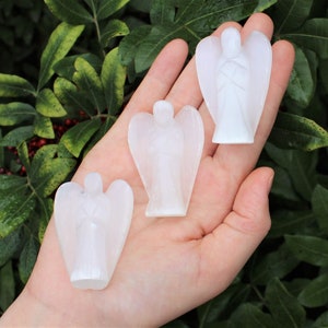 Selenite Crystal Pocket Angel,  2" Tall - Choose How Many (Premium Quality Selenite Guardian Angel)