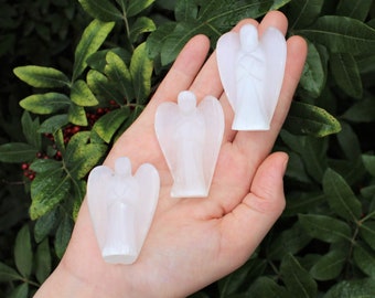 Selenite Crystal Pocket Angel, 2" Tall - Choose How Many - Selenite Guardian Angels