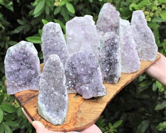 CRAZY CHEAP Amethyst Cut Base Clusters, Gray / Lavender Quality Crystal Quartz Geodes - CLOSEOUT Clearance Amethyst Free Standing Crystals