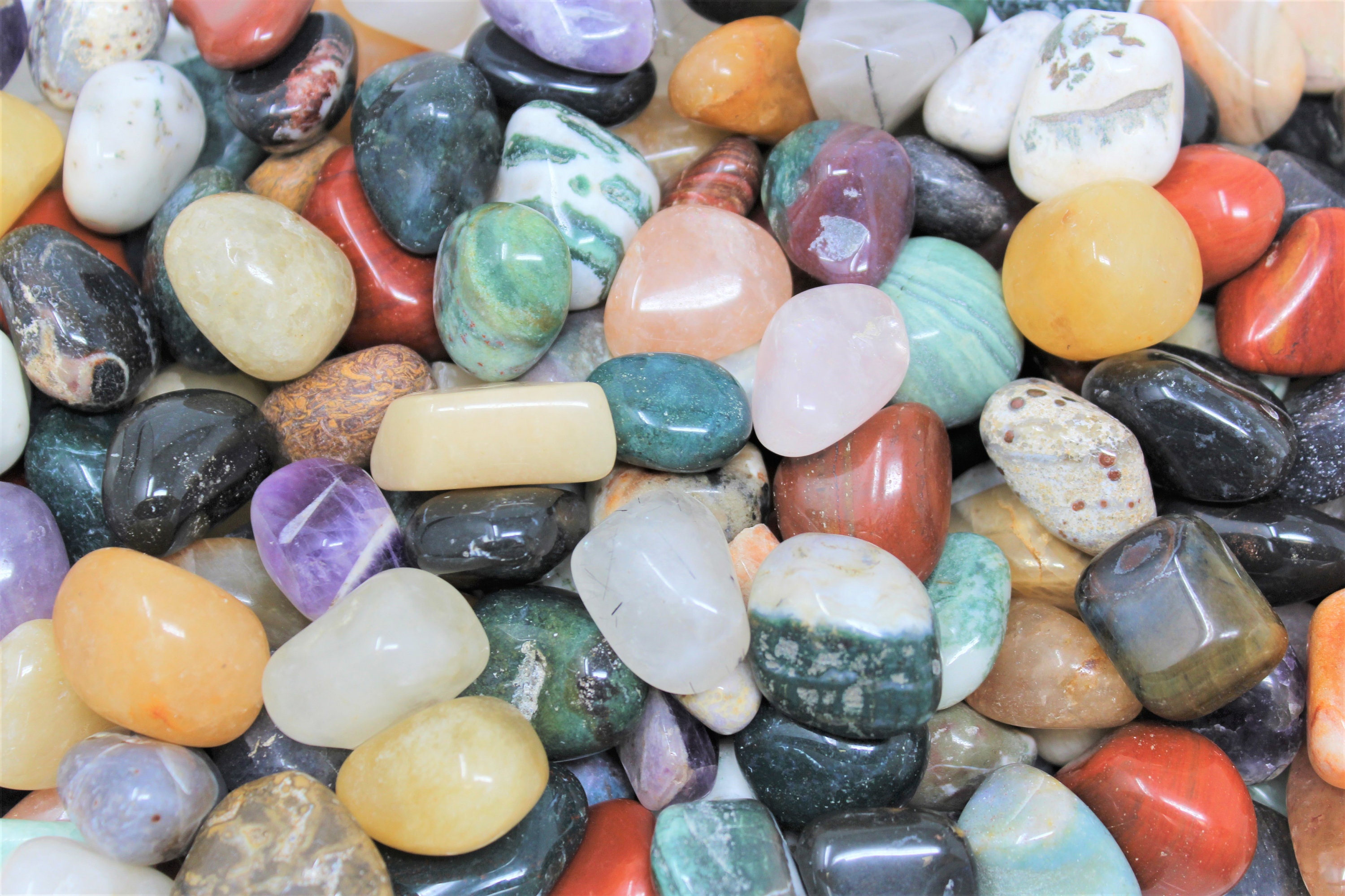 Assorted Mixed Tumbled Stones LARGE 1/2 lb Wholesale Bulk Lot (Mixed
