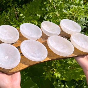 Selenite Charging Bowl, 4&quot; Oval Shaped Offering Bowl - Choose How Many (Selenite Crystal Cleansing Bowl, Charging & Purification Bowl)