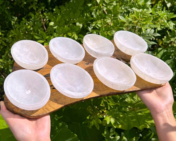 Selenite Charging Bowl, 4" Oval Shaped Offering Bowl - Choose How Many (Selenite Crystal Cleansing Bowl, Charging & Purification Bowl)