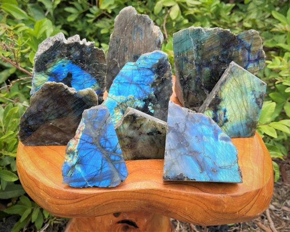 Labradorite Cut Base Slab - High Flash Free Standing Display Specimens - You Choose Size ('AAA' Grade Beautiful Labradorite Slabs)