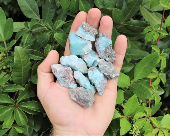 Larimar Rough Natural Stones: Choose How Many Pieces (Premium Quality 'A' Grade Raw Larimar Crystals)