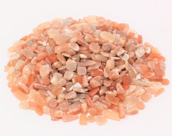 Sunstone Semi Tumbled Gemstone Mini Chips 6 - 8 mm: Choose 2 oz, 4 oz, 8 oz or 1 lb Loose Bulk Lots (Sunstone Chips)
