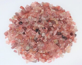 Strawberry Quartz Semi Tumbled Gemstone Mini Chips 5 - 8 mm: Choose 2 oz, 4 oz, 8 oz, 1, 2 or 5 lb Loose Bulk Lots (Strawberry Quartz Chips)