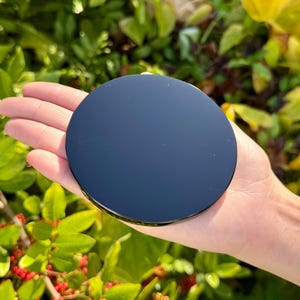 Black Obsidian Crystal Scrying Mirrors, 2" 3" 4" or 6" - Choose Size ('AAA' Grade Divination Mirrors) Large - 4"