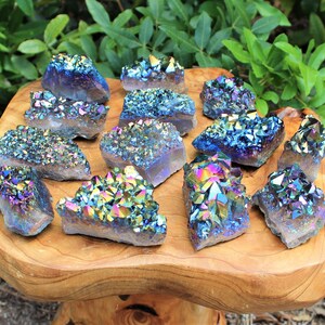 Rainbow Aura Amethyst Clusters, 'AAA' Grade Titanium Metallic Amethyst Crystals - Choose Size 画像 2