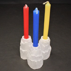 2" Selenite Candle Holder for Ritual Candles (Selenite Iceberg, Tower, Spell Candle Holder)