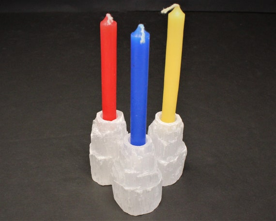 2" Selenite Candle Holder for Ritual Candles (Selenite Iceberg, Tower, Spell Candle Holder)