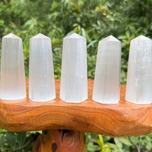 Selenite Obelisk, 4" Tall Selenite Crystal Tower (Premium Quality 6-Sided Selenite Point, Crystal Healing, Home Decor)