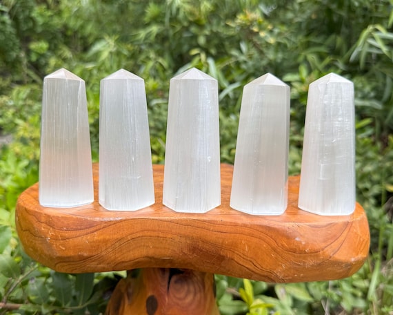 Selenite Obelisk, 4" Tall Selenite Crystal Tower (Premium Quality 6-Sided Selenite Point, Crystal Healing, Home Decor)