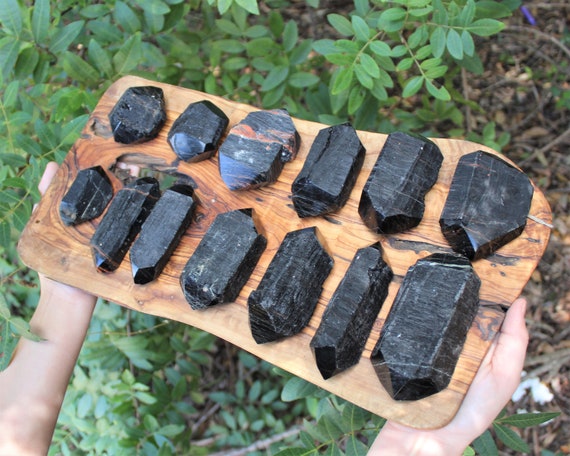 Black Tourmaline Double Terminated Points, Polished Points & Natural Rough Sides (Black Tourmaline Crystal Points, Tourmaline DT Points)