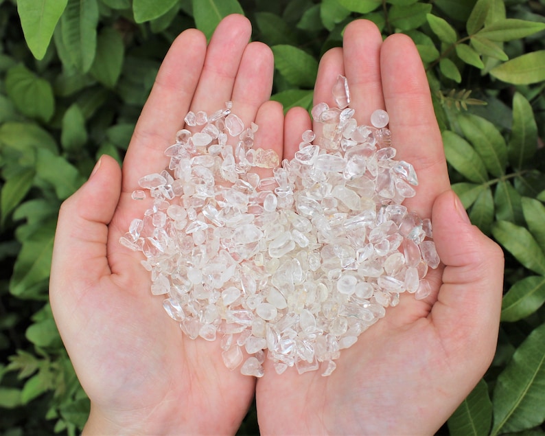 Clear Quartz Semi Tumbled Gemstone Mini Chips 3 8 mm: Choose Ounces or lb Loose Wholesale Bulk Lots 'AAA' Grade, Clear Quartz Chips image 2