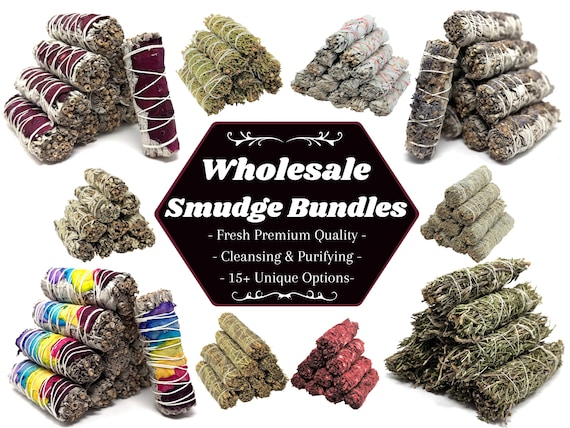 WHOLESALE Sage Smudge Bulk Bundles: Black, Blue, Cedar, Copal, Desert, Dragons Blood, Mountain, Rosemary, White & Yerba (Fresh Sage Bundles)