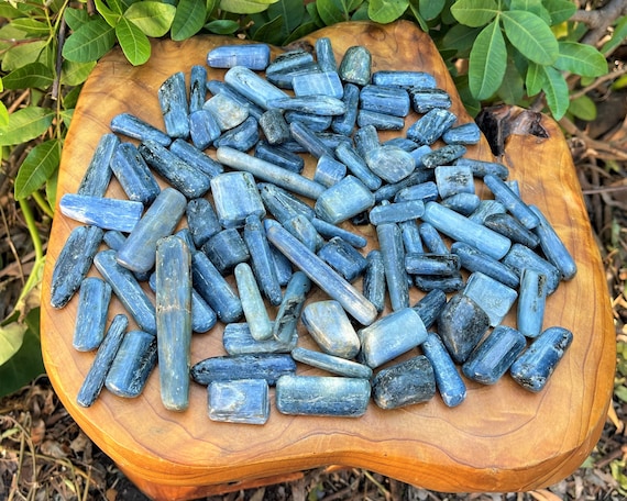 Tumbled Blue Kyanite: Choose Ounces or lbs Wholesale Bulk Lots ('AAA' Grade Premium Quality Tumbled Kyanite Crystals)