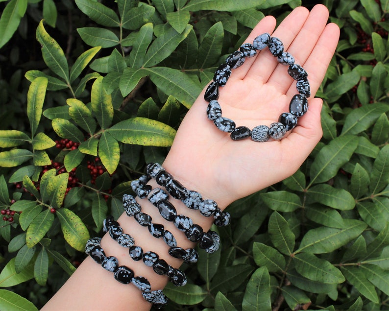 Snowflake Obsidian Tumbled Gemstone Bracelet
