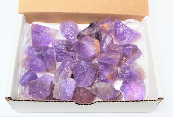 1/2 lb Natural Rough Amethyst Crystal Rock Box Collection ('A' Grade Premium Quality Amethyst Gift Box)