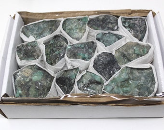 Rough Natural Emerald: Bulk Box Lot of 'AAA' Grade Raw Clusters, 12 - 20 Pieces (Emerald on Matrix, Rough Emerald)