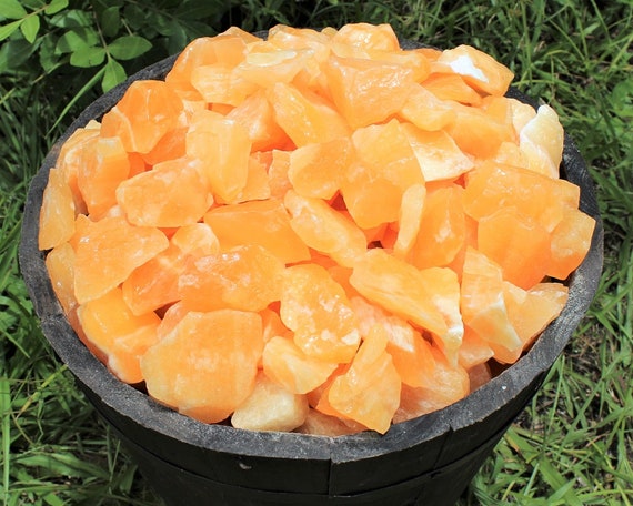 Orange Calcite Rough Natural Stones: Choose Ounces or lb Bulk Wholesale Lots (Premium Quality 'A' Grade)