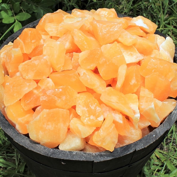 Orange Calcite Rough Natural Stones: Choose Ounces or lb Bulk Wholesale Lots (Premium Quality 'A' Grade)