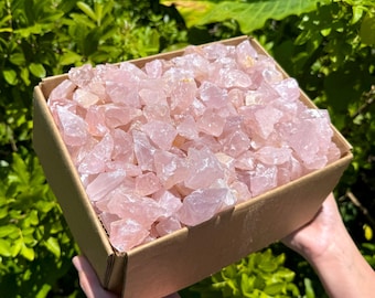 Wholesale Rose Quartz Rough Stone Box - 20 lbs CRAZY CHEAP Natural Raw Quartz Crystals