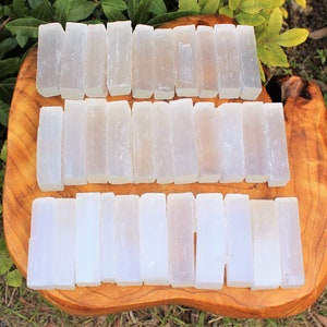 2.5 3 Selenite Sticks: Choose Amount 8 oz, 1 2 3 5 10 or 15 lb Bulk Wholesale Lot Mini Selenite Logs Crystal Sticks Wand Blade image 4