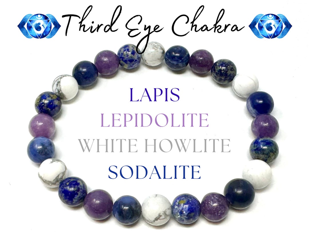 Third Eye Chakra Bracelets - Lapis, Lepidolite, Sodalite & White