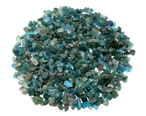 Blue Apatite Semi Tumbled Gemstone Mini Chips 5 - 8 mm: Choose Ounces or lb Loose Wholesale Bulk Lots ('A' Grade, Blue Apatite Chips)