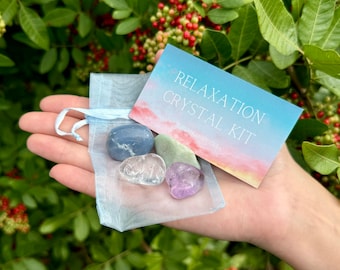 Relaxation Crystal Kit, 4 pcs In Organza Pouch - Most Popular Tumbled Crystals Gift Kits