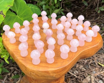 Rose Quartz Crystal Mushrooms, 1.5" Tall & Chunky: Choose How Many (Genuine 'A' Grade Rose Quartz, Rose Quartz Mushroom, Love Stone)