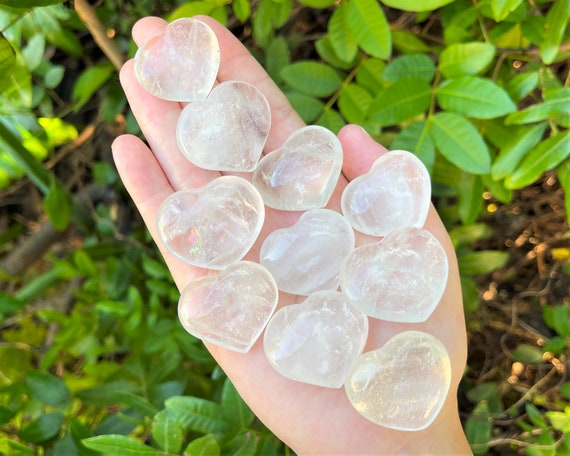 Clear Quartz Heart 1" - Choose How Many ('A' Grade Premium Quality Clear Quartz Crystal Hearts)