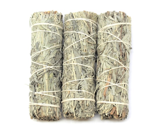Blue Sage Smudge Stick 4" - 3 Pack (Dried Herb Bundles for Cleansing, Craft & Ritual Use)