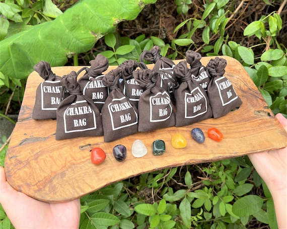 7 Chakra Tumble Stones Kits: Wholesale Bulk 10 Set Lot - Each Kit has a Pouch and Instructions included!