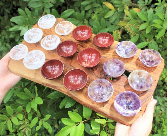 2" Hand Carved Natural Gemstone Bowls: Your Choice of Amethsyt, Quartz or Red Jasper! (Crystal Bowl, Offering Bowl, Display Specimens)