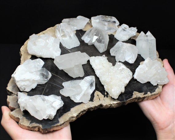 Grade A++ Clear Quartz Crystal Cluster, Choose Size: 1"- 2" & 2"- 3" (Clear Quartz Geode, Quartz Cluster, Crystal Geode)