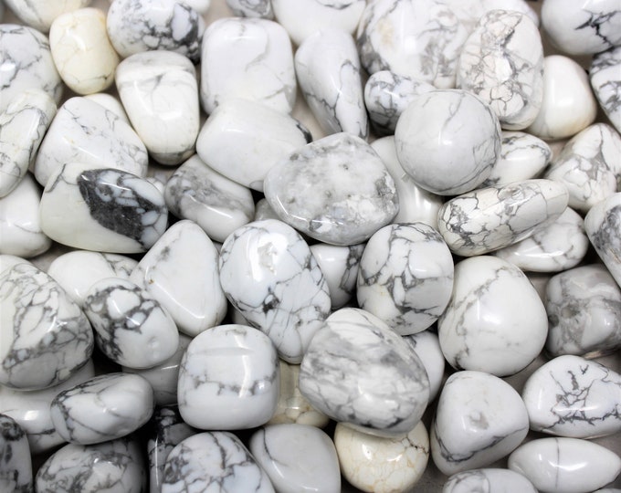 White Howlite Tumbled Stones: Choose Ounces or lb Bulk Wholesale Lots (Premium Quality 'A' Grade)