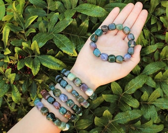 Fancy Jasper Tumbled Stone Crystal Bracelet 6-8mm | Genuine Jasper Gemstone Jewelry Gift for Her