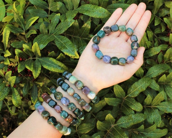 Fancy Jasper Tumbled Gemstone Bracelet: 6-8 mm Crystals (Premium Grade Stretch Nugget Bracelet)