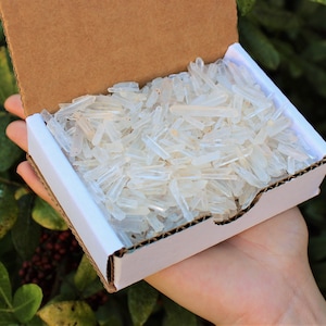 Tiny Matchstick Quartz Crystal Points 1/2 lb Box Lot (Natural Points, Small Crystal Points, Clear Quartz Points, Teeny Tiny Points, 8oz)