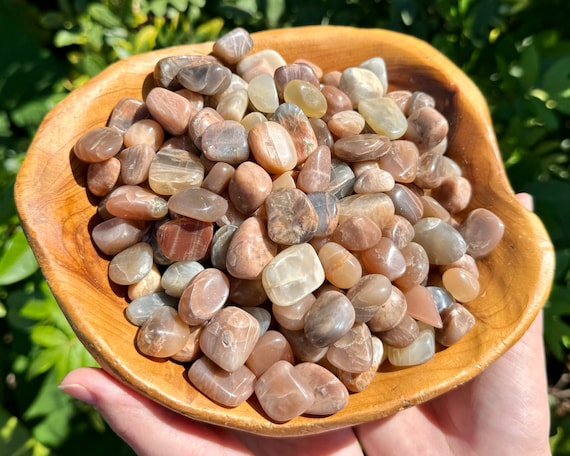 Mini Mixed Moonstone Tumbled Stones: Choose Ounces or lb Bulk Wholesale Lots (Premium Quality 'A' Grade)