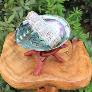 Smudge Kit - Premium Abalone Shell, Blue Sage Smudge Stick, 6" Tripod Stand and Directions (House Cleansing)