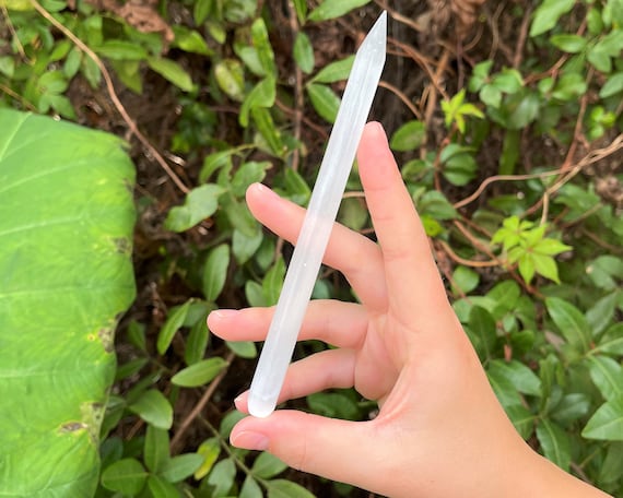 Selenite Pencil Wand 6" - Choose How Many, Bulk Discounts! (Selenite Wand, Polished Selenite, Crystal Healing)