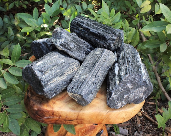 Black Tourmaline Rod / Log - HUGE Specimens CLEARANCE Quality: Choose Size (Natural Black Tourmaline Logs with Mica / Quartz Inclusions)