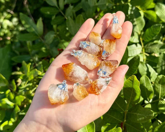 Citrine Crystal Point Pendant with Bail - Citrine Point With Silver Cap Pendant (Citrine Crystal Jewelry, Citrine Crystal Necklace)